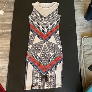 Gaze USA Multicolor Geometric Midi Dress size small